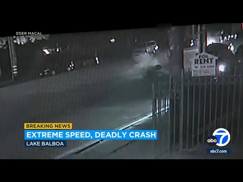 Video: 1 killed, 1 injured in violent Lake Balboa crash caught on video