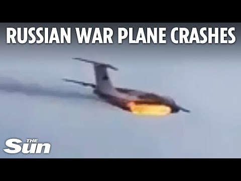Video: Russian war plane leaves trail of flames before crashing with 15 on board in latest blow to Putin