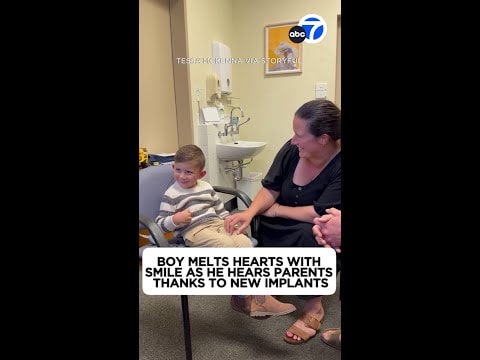 Video: Boy melts hearts with smile as he hears parents thanks to new implants