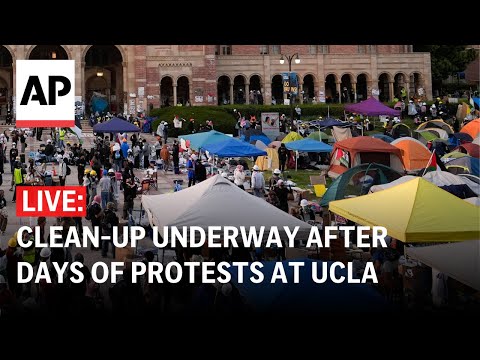 Video: LIVE: Clean-up underway after days of protests at UCLA