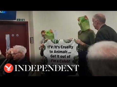 Video: Animal rights protesters disrupt ITV annual meeting over I’m a Celebrity