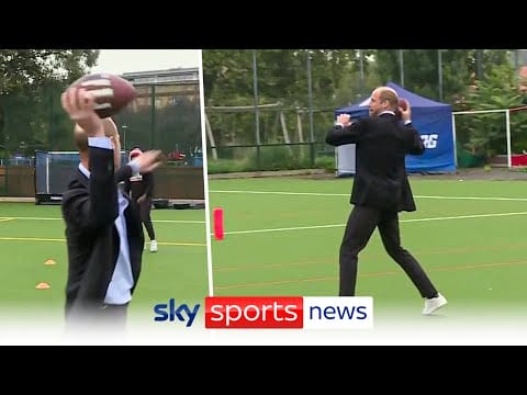 Video: Prince William gets involved in NFL community visit with Louis Rees-Zammit