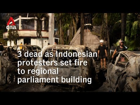 Video: 3 dead as protesters set fire to regional parliament building in Indonesia