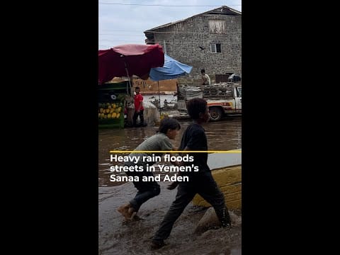 Video: Heavy rain floods streets in Yemen’s Sanaa and Aden | AJ #shorts