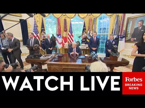 Video:  WATCH LIVE: Trump Holds First Public Event Since Release Of Alleged Epstein Birthday Card