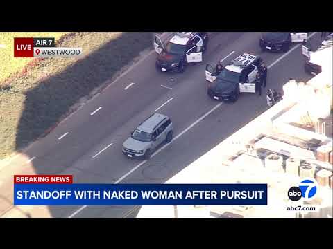 Video: Naked driver in standoff with LAPD after chase ends