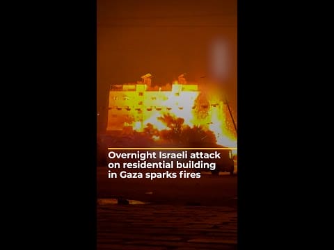 Video: Overnight Israeli attack on residential building in Gaza sparks fires | AJ #shorts