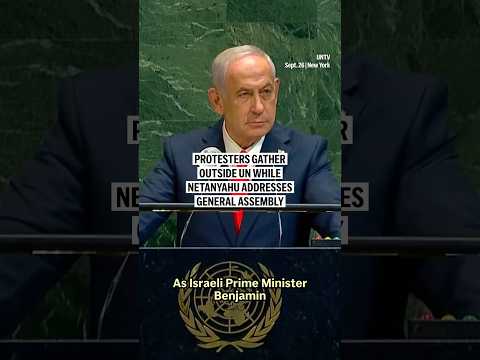 Video: Protesters gather outside UN while Netanyahu addresses General Assembly