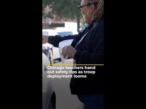 Video: Chicago teachers hand out safety tips as troop deployment looms | AJ #shorts