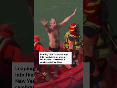 Video: Italians make a chilly splash to mark New Year