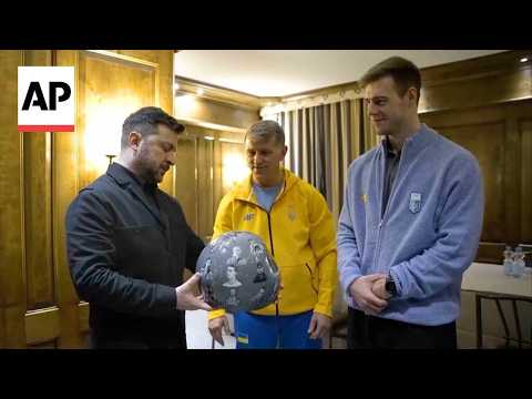 Video: Zelenskyy meets disqualified Ukrainian Olympic athlete after banned helmet tribute