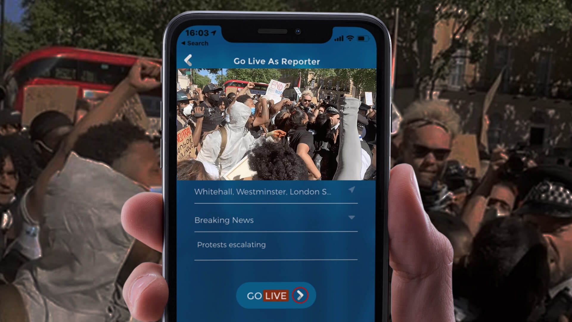 LiveTube App Go Live Screen