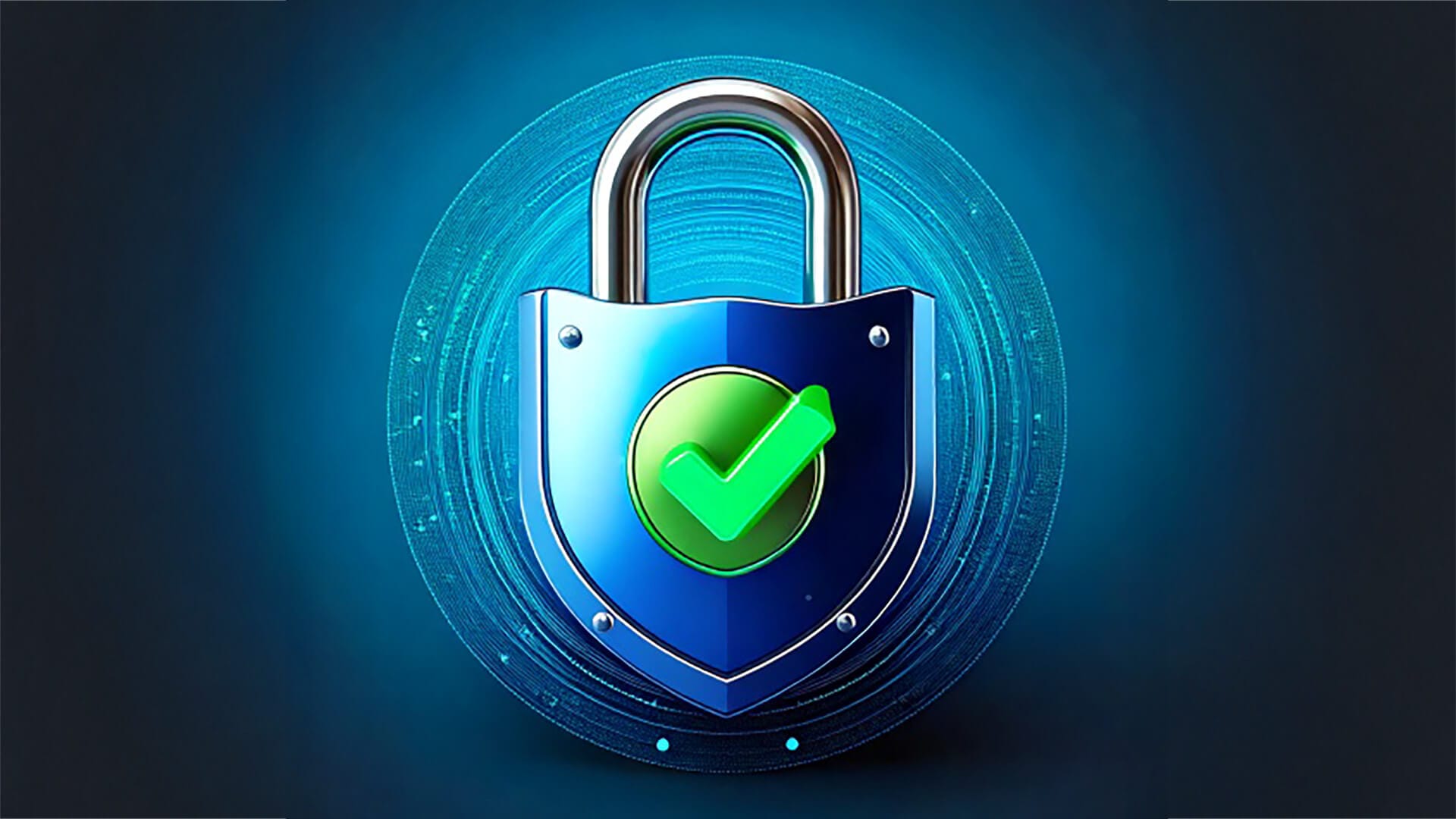 LiveTube - Блискучий металевий замок із зеленою галочкою в центрі розташований на синьому круглому цифровому тлі, що символізує, що ваш пароль успішно змінено.